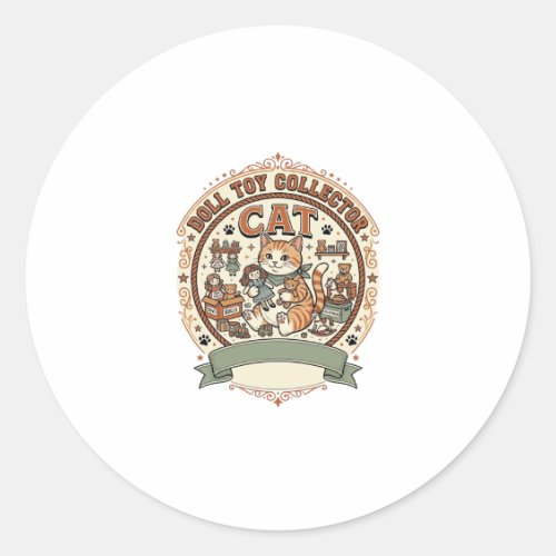 Doll Toy Collector Cat Doll Toy Collector Cat Vint Classic Round Sticker