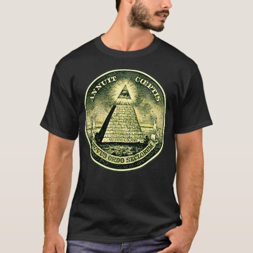 Dollar allseeing eye symbol masonic pyramid triang T_Shirt