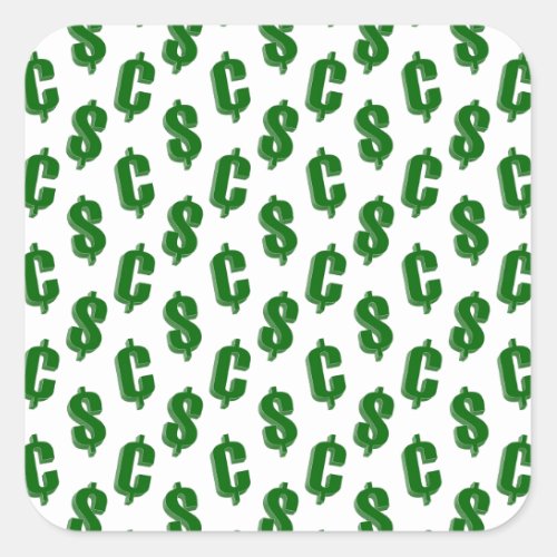 Dollar and cent signs pattern square sticker