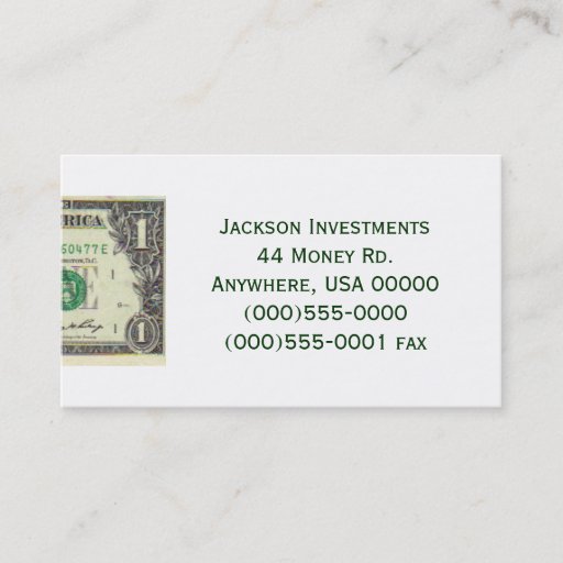Customizable "Dollar Bill" Business Card