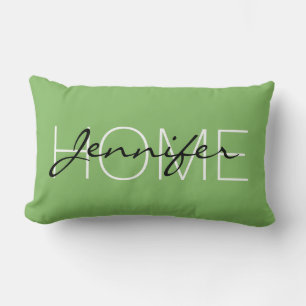 Dollar bill color home monogram lumbar pillow