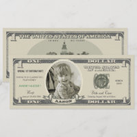Dollar Bill Invitation for a First Birthday