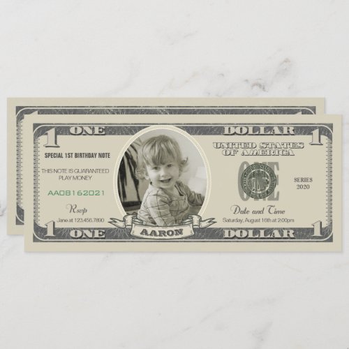 Dollar Bill Invitation for a First Birthday