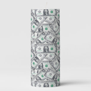 Dollar Bill Money Pillar Candle