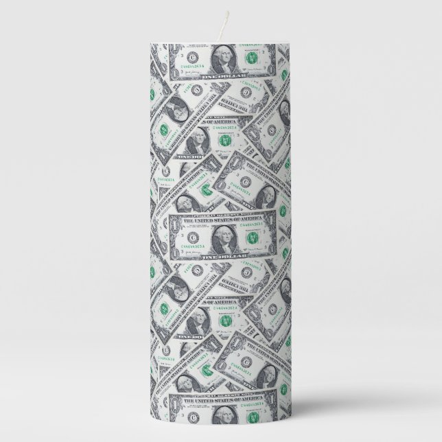 Dollar Bill Money Pillar Candle (Front)