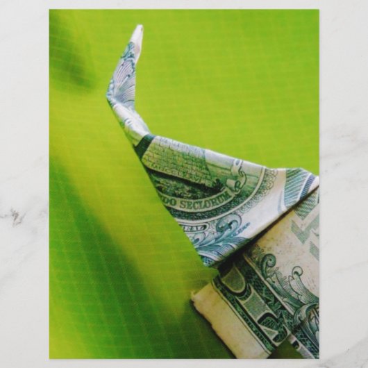 Dollar bill origami Elephant on Green background (Front)