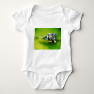 Dollar bill origami Elephant on Green background Baby Bodysuit
