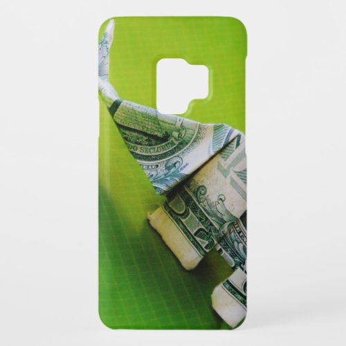 Dollar bill origami Elephant on Green background Case_Mate Samsung Galaxy S9 Case
