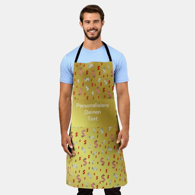 dollar, color, colorful + pattern, house  apron (Worn)