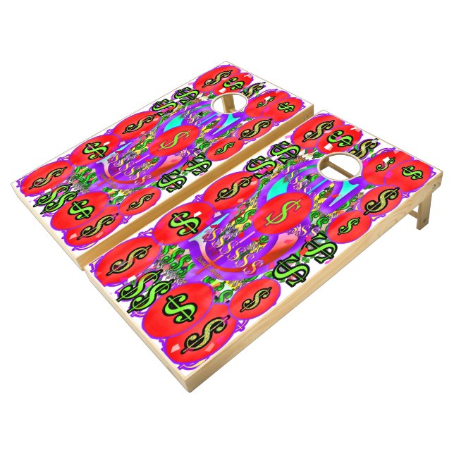 Dollar $igns cornhole set (Angled)