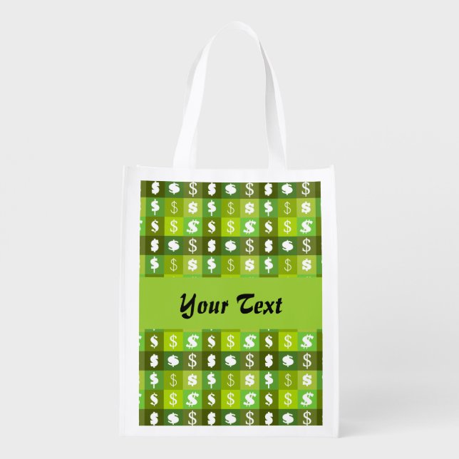 Dollar money sign pattern grocery bag (Back)