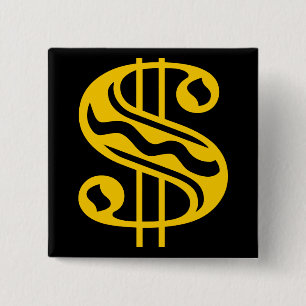 Dollar Sign - Amber Pinback Button