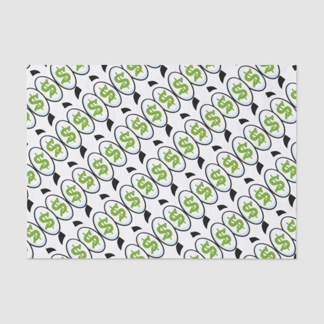 Dollar Sign Cartoon Eyes Money Cash Tissue Paper (Front)