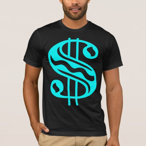 Dollar Sign _ Cyan T_Shirt