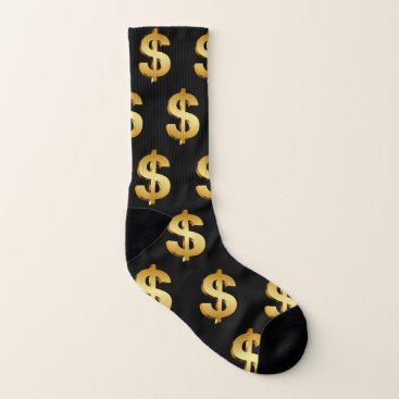 Dollar Sign Gold Black Fun Socks Dollar Sign Gold Black Fun Socks