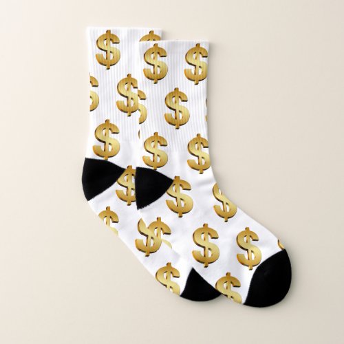 Dollar Sign Gold Black Fun Socks