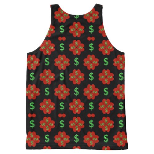 Dollar Sign Graphic Pattern All_Over_Print Tank Top
