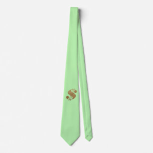 Dollar Sign in Gold Glitter Design Light Green Tie