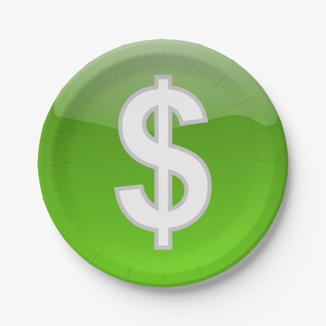 Dollar Sign  Paper Plates (Front)
