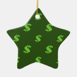Dollar sign pattern ceramic ornament