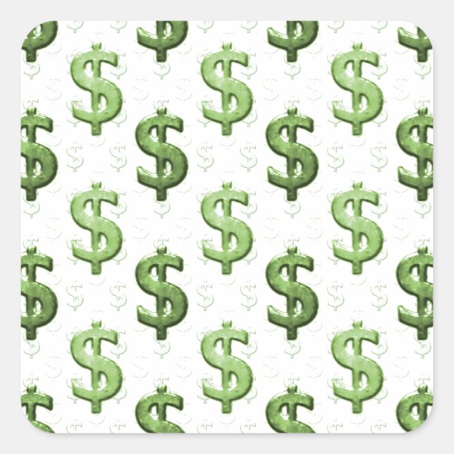 Dollar Sign Pattern Square Sticker (Front)