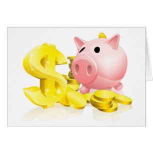 Dollar sign piggy bank cards