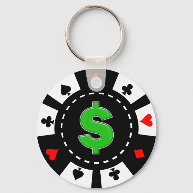 DOLLAR SIGN POKER CHIP KEYCHAIN (Front)