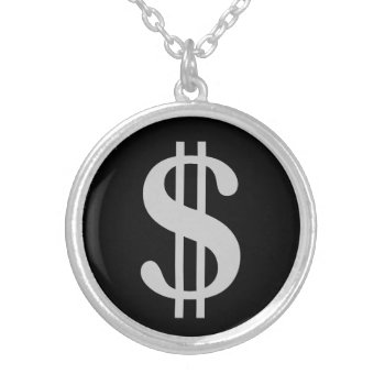 Dollar Sign Silver Plated Necklace by Ladiebug at Zazzle