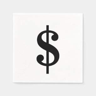 Dollar Sign   Simple Classic Alphabet Napkins