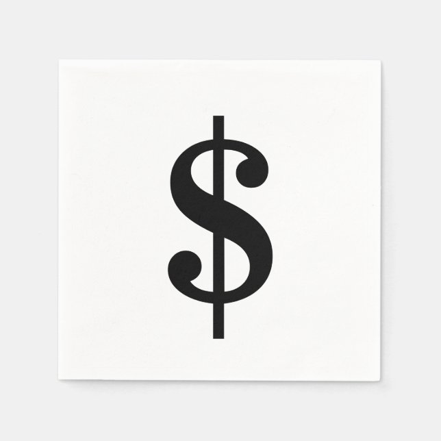 Dollar Sign | Simple Classic Alphabet Napkins (Front)