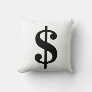Dollar Sign   Simple Classic Alphabet Throw Pillow