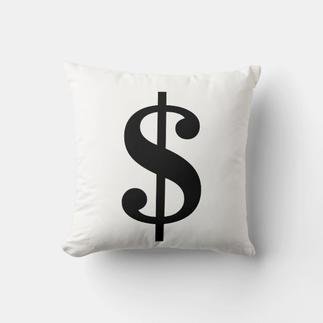 Dollar Sign | Simple Classic Alphabet Throw Pillow (Front)