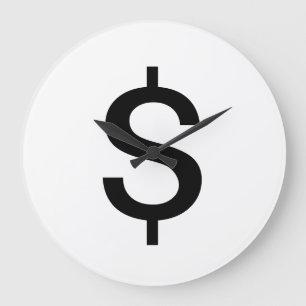 Dollar Sign Simple Modern Alphabet Large Clock