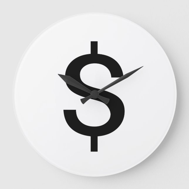 Dollar Sign | Simple Modern Alphabet Large Clock (Front)