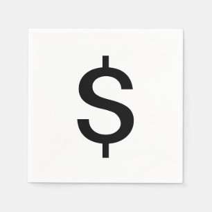Dollar Sign Simple Modern Alphabet Paper Napkins
