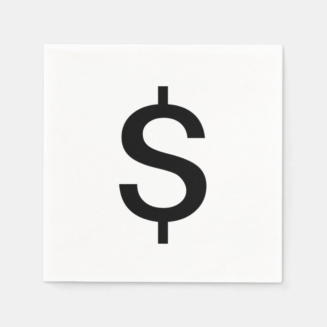 Dollar Sign | Simple Modern Alphabet Paper Napkins (Front)