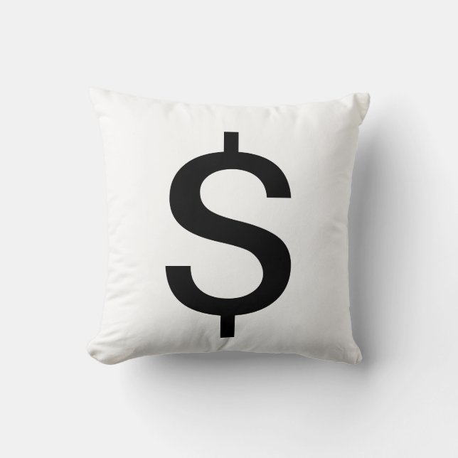 Dollar Sign | Simple Modern Alphabet Throw Pillow (Front)