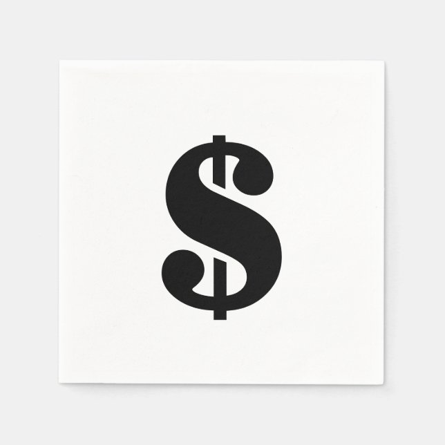 Dollar Sign | Simple Stencil Alphabet Paper Napkins (Front)
