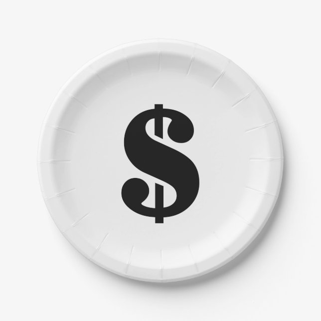 Dollar Sign | Simple Stencil Alphabet Paper Plates (Front)