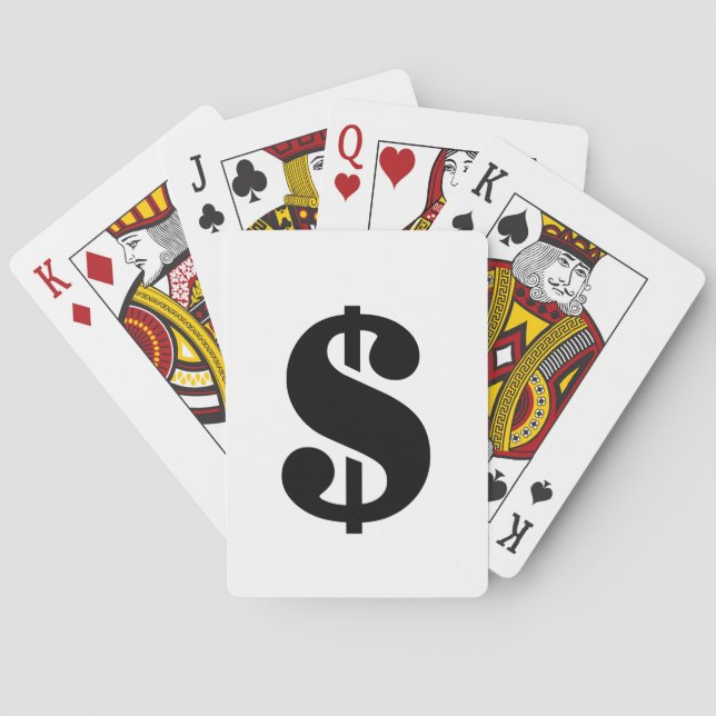 Dollar Sign | Simple Stencil Alphabet Poker Cards (Back)
