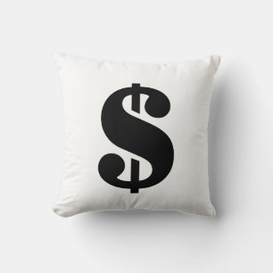 Dollar Sign   Simple Stencil Alphabet Throw Pillow