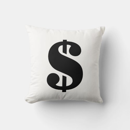 Dollar Sign  Simple Stencil Alphabet Throw Pillow