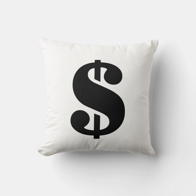 Dollar Sign | Simple Stencil Alphabet Throw Pillow (Front)