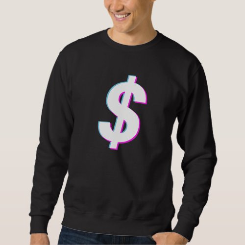 Dollar Sign Vaporwave Aesthetic Glitch Sweatshirt