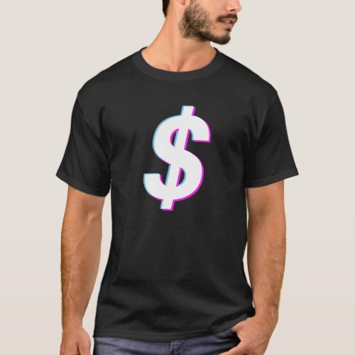 Dollar Sign Vaporwave Aesthetic Glitch T_Shirt