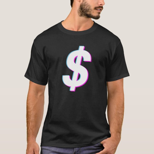 Dollar Sign Vaporwave Aesthetic Glitch T-Shirt (Front)