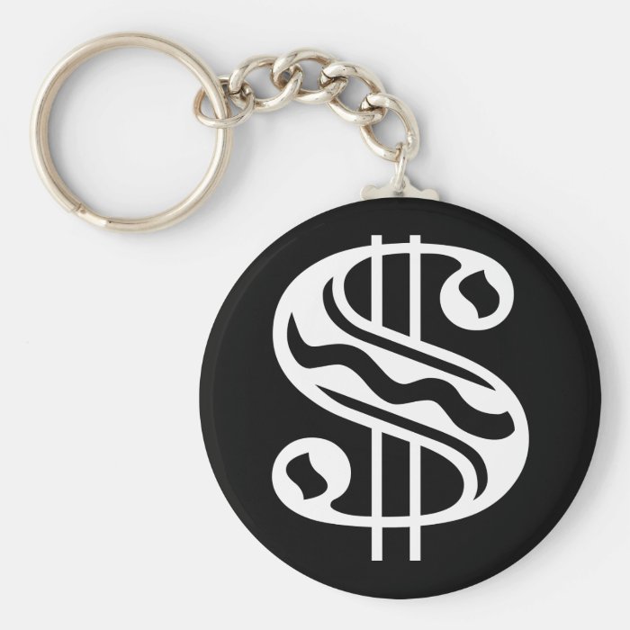 Dollar Sign   White Key Chain