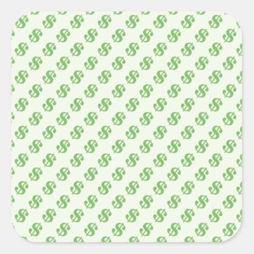 Dollar Signs on Green Square Sticker