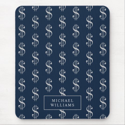 Dollar Signs Pattern with Your Name Mouse Pad
