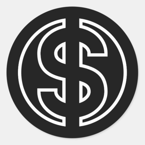 Dollar Symbol currency in black circle Classic Round Sticker